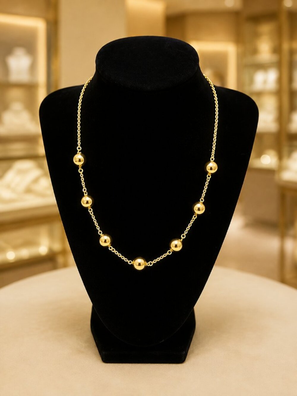 ✨ BRONZO ITALIA® Polished Bead Station Necklace – Made in Italy ✨